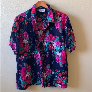 90s floral button down